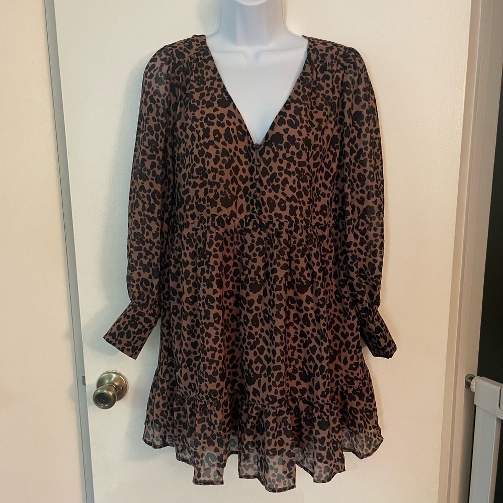 Lulu's Brown and Black Leopard Print Mini Dress